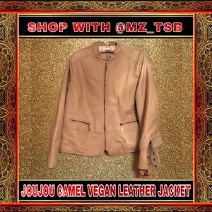 🆕❤️ NWT JOUJOU CAMEL VEGAN LEATHER JACKET 🔱🔱 🆕